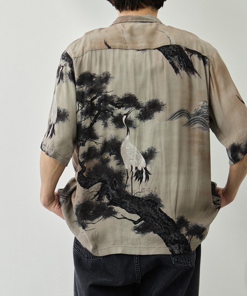 REMI RELIEF(レミレリーフ)の「【REMI RELIEF/レミレリーフ】鶴柄アロハシャツ(シャツ/ブラウス・メンズ・ベージュ/グレー・M/L/XL)」の15枚目の写真