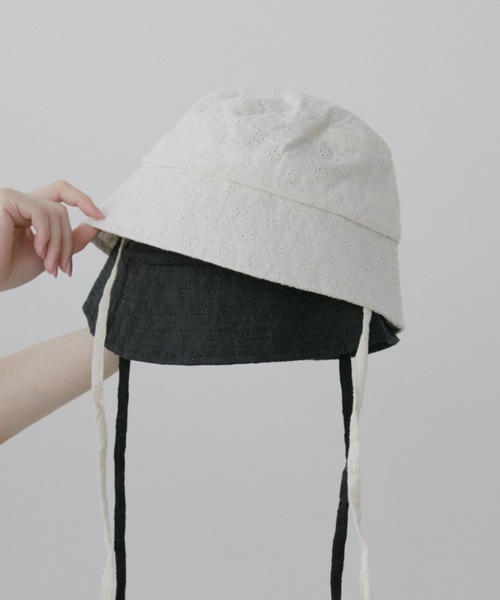 Aunt Marie's(アントマリーズ)の「アイレット刺繍ハット(ハット・レディース・ブラック/アイボリー・FREE)」の3枚目の写真
