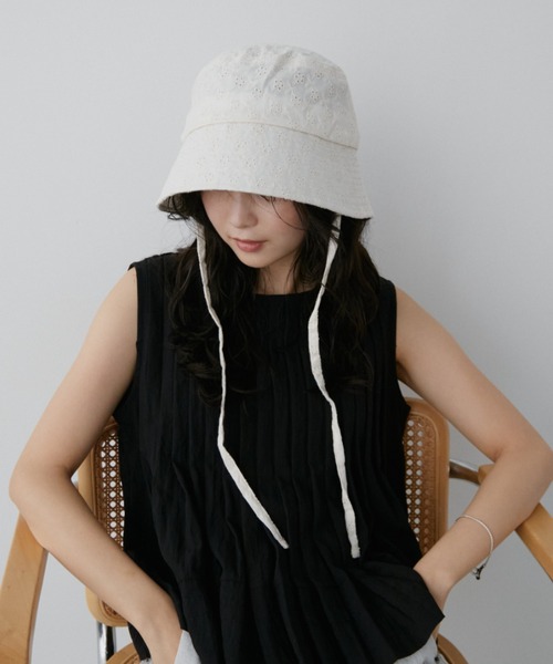 Aunt Marie's(アントマリーズ)の「アイレット刺繍ハット(ハット・レディース・ブラック/アイボリー・FREE)」の13枚目の写真