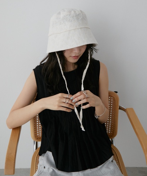 Aunt Marie's(アントマリーズ)の「アイレット刺繍ハット(ハット・レディース・ブラック/アイボリー・FREE)」の11枚目の写真