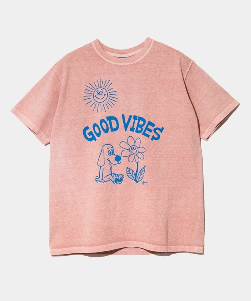 Good On(グッドオン)の「Good On/グッドオン GOOD VIBES SS TEE(Tシャツ/カットソー・メンズ・ライトブルー/コーラルピンク・X-LARGE/LARGE/MEDIUM)」の2枚目の写真