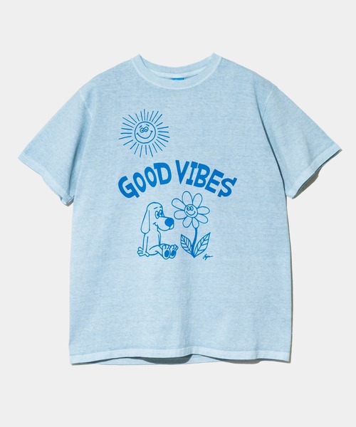 Good On(グッドオン)の「Good On/グッドオン GOOD VIBES SS TEE(Tシャツ/カットソー・メンズ・ライトブルー/コーラルピンク・X-LARGE/LARGE/MEDIUM)」の1枚目の写真