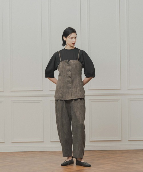 WHYTO.(ホワイト)の「「WHYTO. / ホワイト」tweed satin bustier(シャツ/ブラウス・レディース・ブラウン/ブラック・36/38)」の3枚目の写真