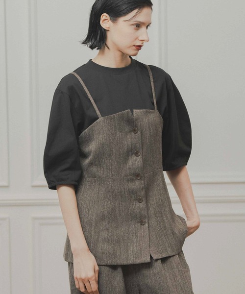 WHYTO.(ホワイト)の「「WHYTO. / ホワイト」tweed satin bustier(シャツ/ブラウス・レディース・ブラウン/ブラック・36/38)」の4枚目の写真