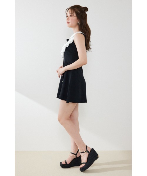 rienda（リエンダ）の「フリルシャツドッキングニットマーメイドミニワンピース 夏服（ワンピース・レディース・ライトイエロー/グレー/ブラック・FREE）」の5枚目の写真