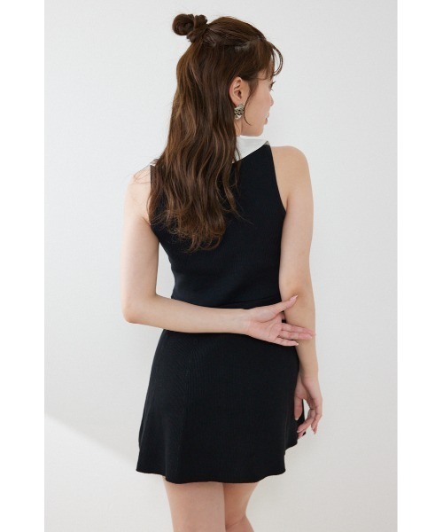 rienda（リエンダ）の「フリルシャツドッキングニットマーメイドミニワンピース 夏服（ワンピース・レディース・ライトイエロー/グレー/ブラック・FREE）」の8枚目の写真