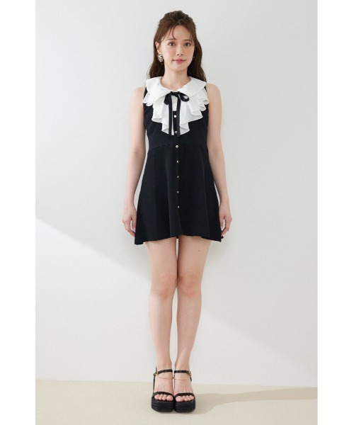 rienda（リエンダ）の「フリルシャツドッキングニットマーメイドミニワンピース 夏服（ワンピース・レディース・ライトイエロー/グレー/ブラック・FREE）」の9枚目の写真