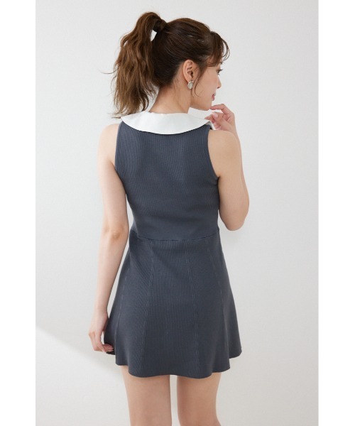 rienda（リエンダ）の「フリルシャツドッキングニットマーメイドミニワンピース 夏服（ワンピース・レディース・ライトイエロー/グレー/ブラック・FREE）」の15枚目の写真