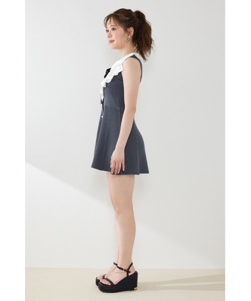 rienda（リエンダ）の「フリルシャツドッキングニットマーメイドミニワンピース 夏服（ワンピース・レディース・ライトイエロー/グレー/ブラック・FREE）」の17枚目の写真