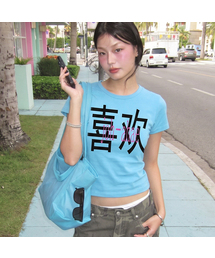 [ジョハエ] レディース ニュークロップ半袖Tシャツ_2カラー