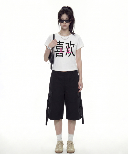 GRAVER（グレーバー）の「[ジョハエ] レディース ニュークロップ半袖Tシャツ_2カラー（Tシャツ/カットソー・レディース・ホワイト/ブルー・ONE SIZE）」の10枚目の写真