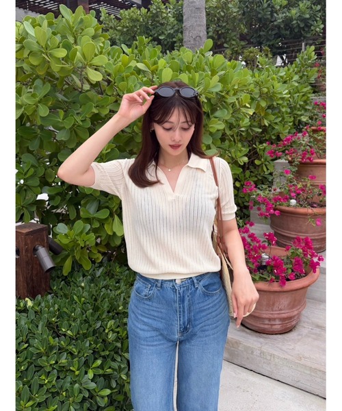 Her lip to(ハーリップトゥー)の「Pointelle-Knit Polo Top(その他トップス・レディース・ホワイト系・FREE)」の13枚目の写真