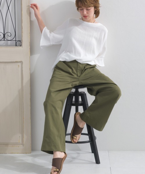 OMNES(オムネス)の「カラーチノパンツ(チノパンツ・レディース・カーキ/イエロー/ベージュ/ネイビー・LARGE/MEDIUM)」の9枚目の写真