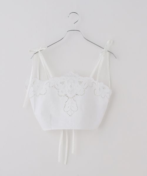 IENA(イエナ)の「Heriter/エリテ cutwork bustier シャツ H0-00-3085(シャツ/ブラウス・レディース・ブラック/ホワイト・FREE)」の2枚目の写真