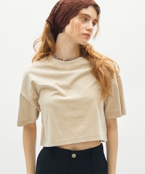 full/fill.(フルフィル)の「wash short T / ウォッシュショートT(Tシャツ/カットソー・レディース・ブラウン/ブラック/ベージュ・FREE)」の1枚目の写真