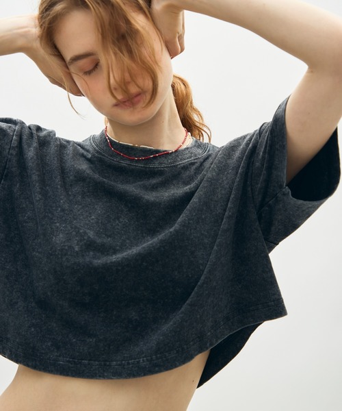 full/fill.(フルフィル)の「wash short T / ウォッシュショートT(Tシャツ/カットソー・レディース・ブラウン/ブラック/ベージュ・FREE)」の6枚目の写真