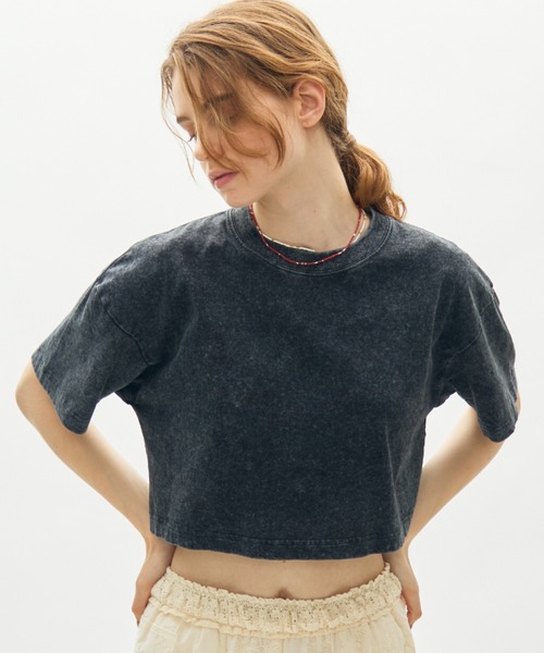 full/fill.(フルフィル)の「wash short T / ウォッシュショートT(Tシャツ/カットソー・レディース・ブラウン/ブラック/ベージュ・FREE)」の4枚目の写真