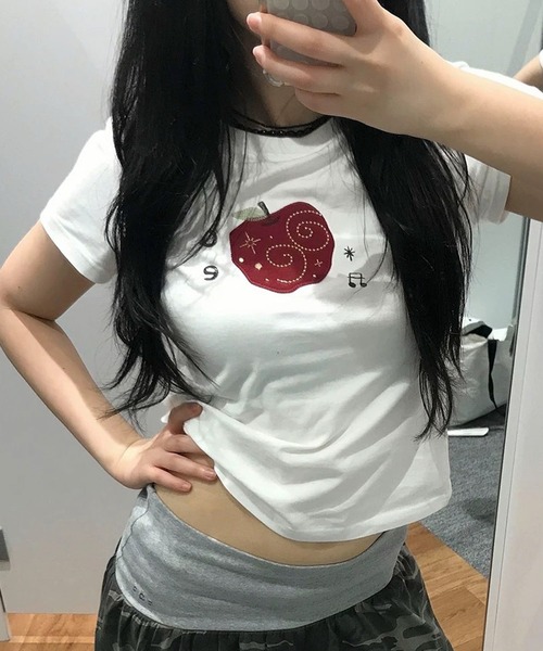 AVYL(アヴィル)の「刺繍コンパクトTシャツ(Tシャツ/カットソー・レディース・ホワイト・M)」の4枚目の写真