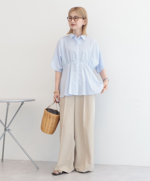 AMERICAN HOLIC(アメリカンホリック)の「ストライプペプラムブラウス(シャツ/ブラウス・レディース・ブルー系その他7/ホワイト系その他6・M/L)」の3枚目の写真