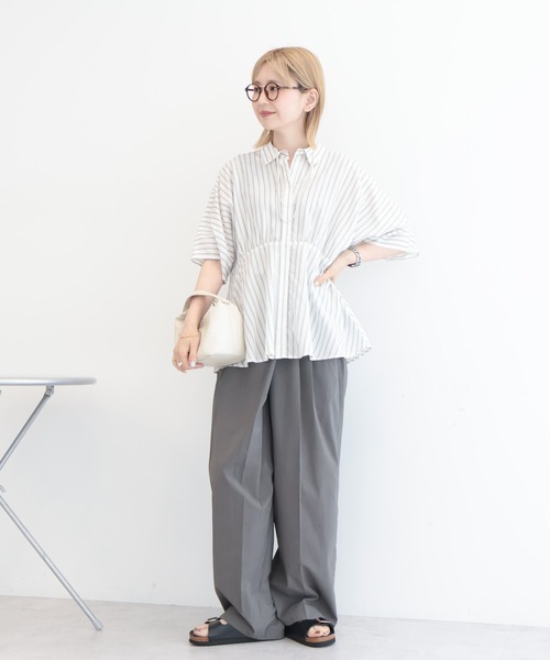 AMERICAN HOLIC(アメリカンホリック)の「ストライプペプラムブラウス(シャツ/ブラウス・レディース・ブルー系その他7/ホワイト系その他6・M/L)」の9枚目の写真