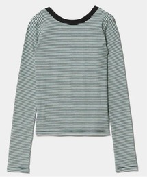 【beautiful people/ビューティフルピープル】Miller double-front long T-shirt/ロバート・ピー・ミラーダブルフロントボーダーロングTシャツ