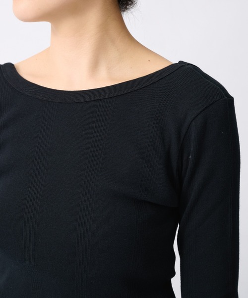 beautiful people(ビューティフルピープル)の「【beautiful people/ビューティフルピープル】Miller double-front long T-shirt/ロバート・ピー・ミラーダブルフロントボーダーロングTシャツ(Tシャツ/カットソー・レディース・ブラック系その他/グリーン/ブラック/イエロー・38/36)」の11枚目の写真