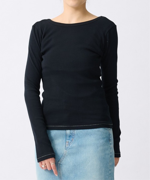 beautiful people(ビューティフルピープル)の「【beautiful people/ビューティフルピープル】Miller double-front long T-shirt/ロバート・ピー・ミラーダブルフロントボーダーロングTシャツ(Tシャツ/カットソー・レディース・ブラック系その他/グリーン/ブラック/イエロー・38/36)」の6枚目の写真