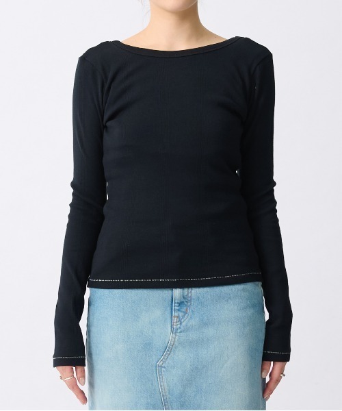 beautiful people(ビューティフルピープル)の「【beautiful people/ビューティフルピープル】Miller double-front long T-shirt/ロバート・ピー・ミラーダブルフロントボーダーロングTシャツ(Tシャツ/カットソー・レディース・ブラック系その他/グリーン/ブラック/イエロー・38/36)」の8枚目の写真