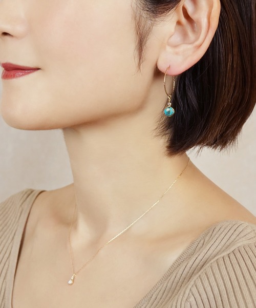 TAKE-UP(テイクアップ)の「【 Palette】SV ブルーコッパーターコイズチャーム(ピアス(両耳用)・レディース・イエローゴールド・FREE)」の4枚目の写真