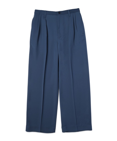 CULLNI(クルニ)の「Double Satin Decorative 3Tuck Wide Pants(スラックス・メンズ・ブルー/グリーン/ブラック/アッシュブラウン・2/1)」の4枚目の写真