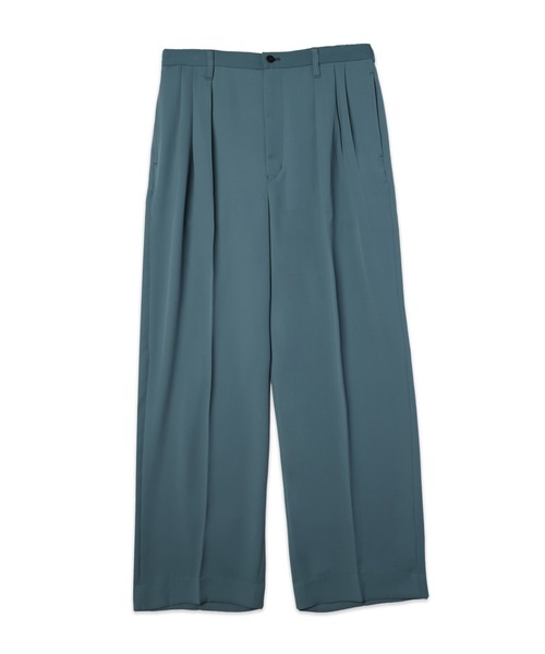 CULLNI(クルニ)の「Double Satin Decorative 3Tuck Wide Pants(スラックス・メンズ・ブルー/グリーン/ブラック/アッシュブラウン・2/1)」の8枚目の写真