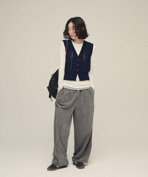 eL(エル)の「【eL】Stripe Lace Pants/1049488(スラックス・レディース・グレー系その他/ネイビー系・FREE)」の3枚目の写真