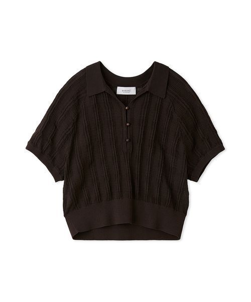 emmi（エミ）の「シアーチェックポロニット（ポロシャツ・レディース・ブラウン/ブラック/ライム・F）」の2枚目の写真