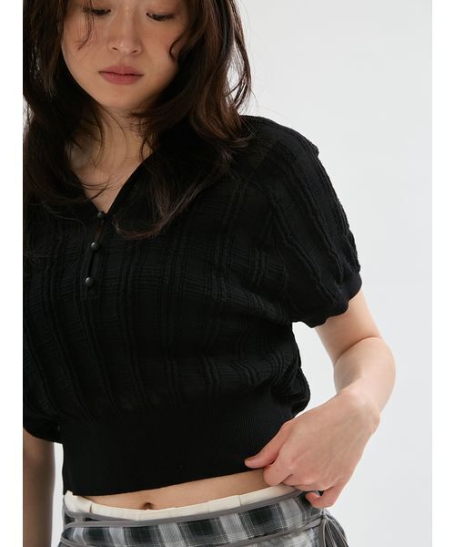emmi（エミ）の「シアーチェックポロニット（ポロシャツ・レディース・ブラウン/ブラック/ライム・F）」の10枚目の写真