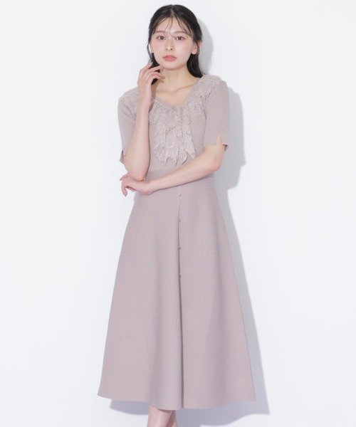 JILL by JILL STUART(ジルバイジルスチュアート)の「レースフリルニットワンピース(ワンピース・レディース・ピンク/ホワイト/ブラック・FREE)」の3枚目の写真