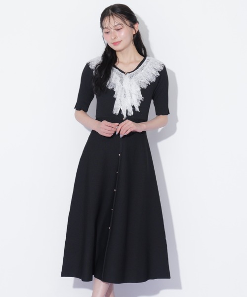 JILL by JILL STUART(ジルバイジルスチュアート)の「レースフリルニットワンピース(ワンピース・レディース・ピンク/ホワイト/ブラック・FREE)」の9枚目の写真