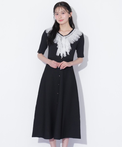 JILL by JILL STUART(ジルバイジルスチュアート)の「レースフリルニットワンピース(ワンピース・レディース・ピンク/ホワイト/ブラック・FREE)」の7枚目の写真