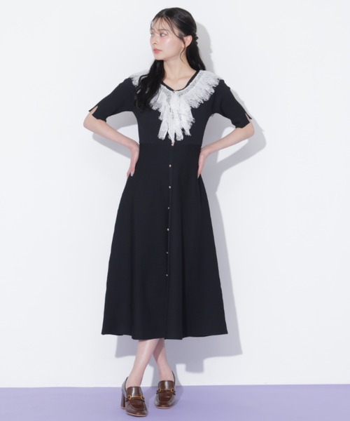 JILL by JILL STUART(ジルバイジルスチュアート)の「レースフリルニットワンピース(ワンピース・レディース・ピンク/ホワイト/ブラック・FREE)」の11枚目の写真