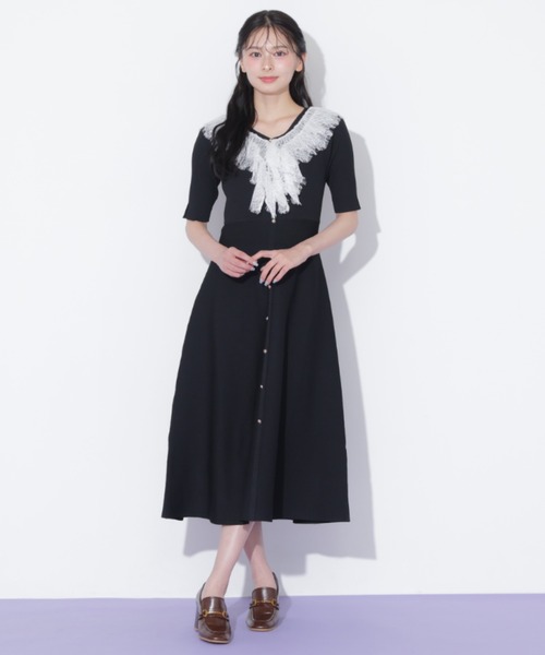 JILL by JILL STUART(ジルバイジルスチュアート)の「レースフリルニットワンピース(ワンピース・レディース・ピンク/ホワイト/ブラック・FREE)」の10枚目の写真