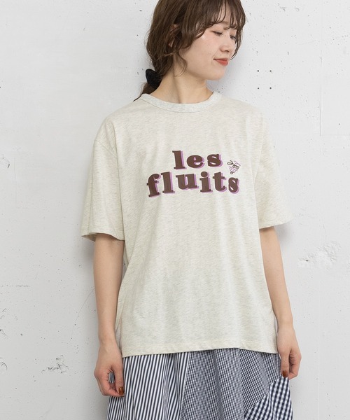 POU DOU DOU(プードゥドゥ)の「les fruitsダブルロゴプリントTee(Tシャツ/カットソー・レディース・ブルー/オレンジ/オートミール・3)」の2枚目の写真