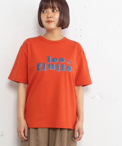 POU DOU DOU(プードゥドゥ)の「les fruitsダブルロゴプリントTee(Tシャツ/カットソー・レディース・ブルー/オレンジ/オートミール・3)」の3枚目の写真