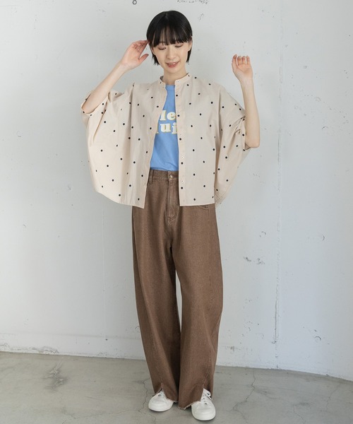 POU DOU DOU(プードゥドゥ)の「les fruitsダブルロゴプリントTee(Tシャツ/カットソー・レディース・ブルー/オレンジ/オートミール・3)」の8枚目の写真