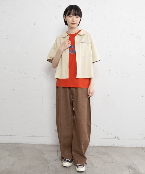 POU DOU DOU(プードゥドゥ)の「les fruitsダブルロゴプリントTee(Tシャツ/カットソー・レディース・ブルー/オレンジ/オートミール・3)」の4枚目の写真