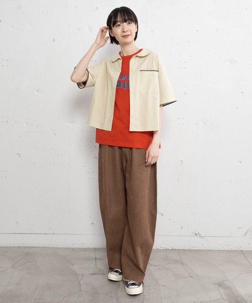 POU DOU DOU(プードゥドゥ)の「les fruitsダブルロゴプリントTee(Tシャツ/カットソー・レディース・ブルー/オレンジ/オートミール・3)」の5枚目の写真