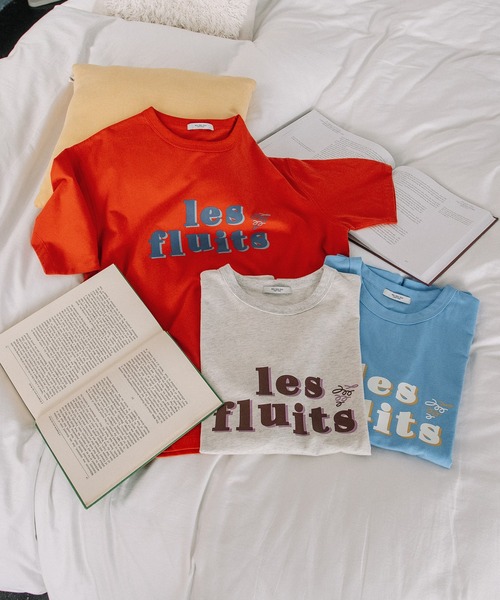 POU DOU DOU(プードゥドゥ)の「les fruitsダブルロゴプリントTee(Tシャツ/カットソー・レディース・ブルー/オレンジ/オートミール・3)」の6枚目の写真