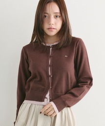 【ONかわ】配色レイヤードダブルボタンニットカーディガン