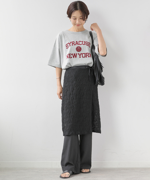 JOURNAL STANDARD relume(ジャーナルスタンダード レリューム)の「シャーリングメッシュレースラップスカート(スカート・レディース・ホワイト/ブラック・FREE)」の9枚目の写真