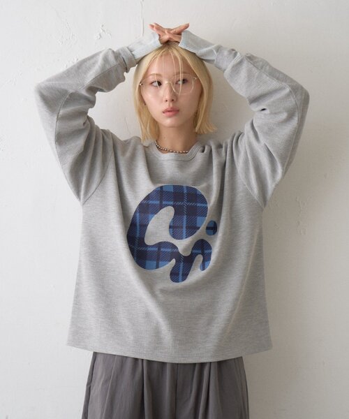 CIAOPANIC TYPY(チャオパニックティピー)の「【UNISEX】ニュアンス柄プリント2WAYワッフルロンTEE(Tシャツ/カットソー・レディース・ブラック/グレー/ボルドー/アイボリー・MEDIUM/LARGE)」の3枚目の写真