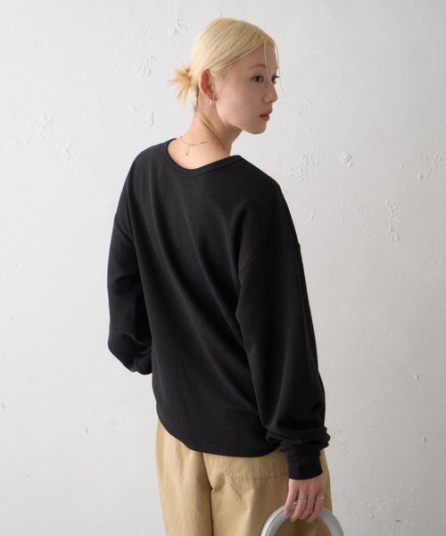 CIAOPANIC TYPY(チャオパニックティピー)の「【UNISEX】ニュアンス柄プリント2WAYワッフルロンTEE(Tシャツ/カットソー・レディース・ブラック/グレー/ボルドー/アイボリー・MEDIUM/LARGE)」の5枚目の写真