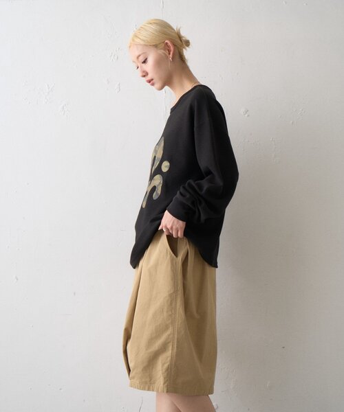 CIAOPANIC TYPY(チャオパニックティピー)の「【UNISEX】ニュアンス柄プリント2WAYワッフルロンTEE(Tシャツ/カットソー・レディース・ブラック/グレー/ボルドー/アイボリー・MEDIUM/LARGE)」の6枚目の写真